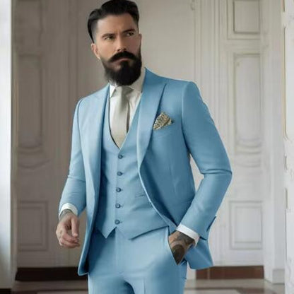 Men's Solid Color Slim Fit Business Suit Set