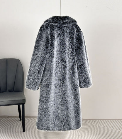 Autumn and Winter Extended Perforation Imitation Overcoat