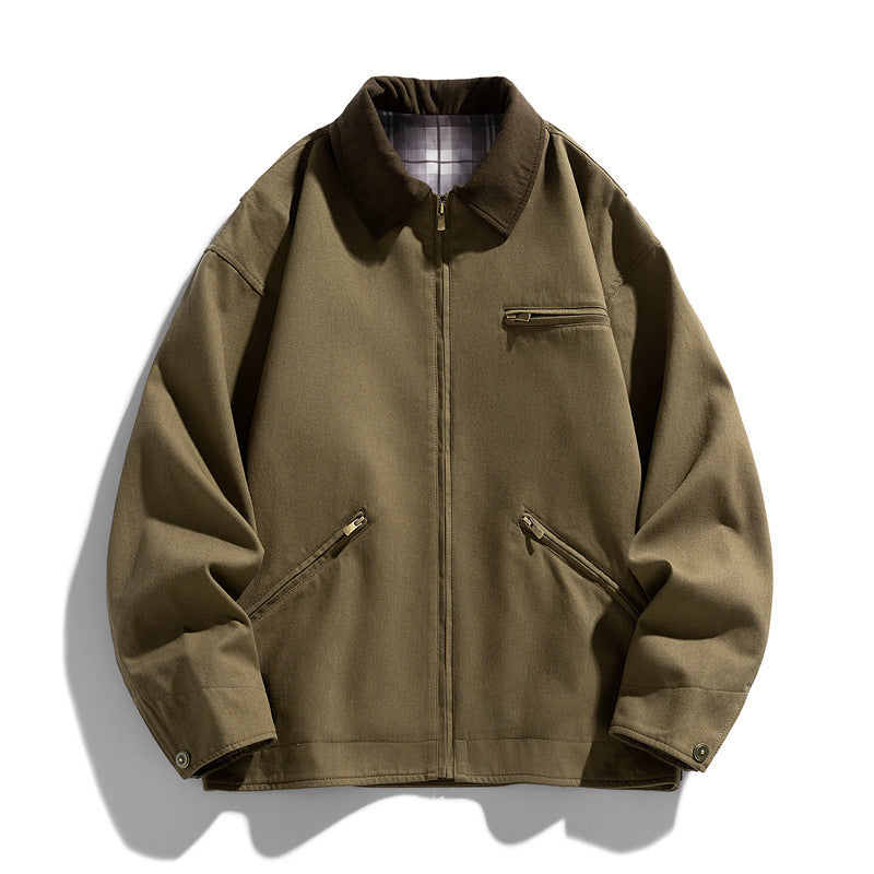 Autumn Jacket, New Washed Overalls, Retro Lapel