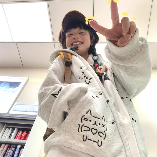 College Style Embroidered Cute Cartoon Hooded Sweatshirt for Women, Loose Fit, Casual