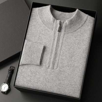 Men's Solid Color Half Collar Pullover Sweater