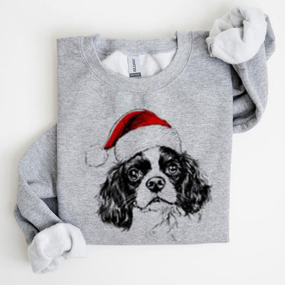 Christmas Puppy Print Polyester Round Neck Sweatshirt Unisex