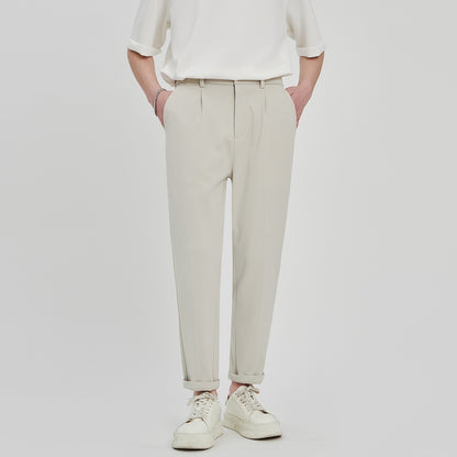 Men's Business Slim-fitting Ankle Length Trousers Anti-wrinkle Straight