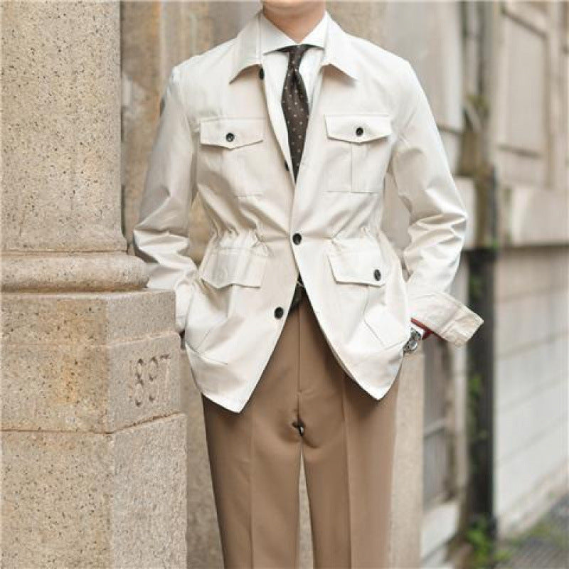 Casual Workwear Pu Handsome Lapel Retro Easy Matching Coat Jacket