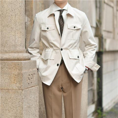 Casual Workwear Pu Handsome Lapel Retro Easy Matching Coat Jacket