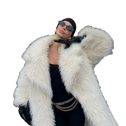 Women's Long Environmental Protection Leather Fur Coat Fashionable