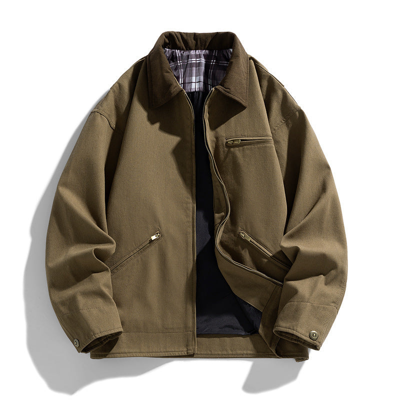 Autumn Jacket, New Washed Overalls, Retro Lapel