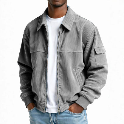 New Men's Retro Corduroy Fashion Casual Long Sleeve Pocket Jacket Men