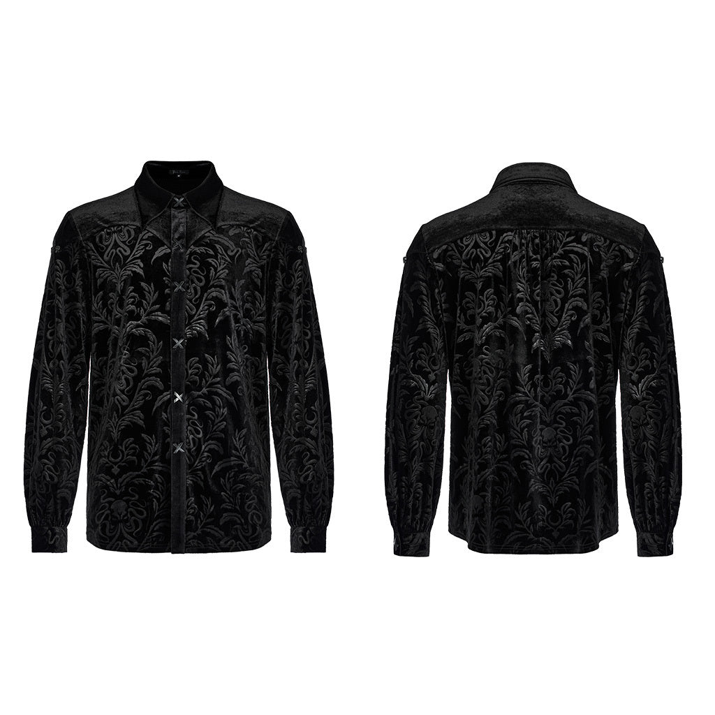 Men's Gothic Court College Style Velvet Shirt