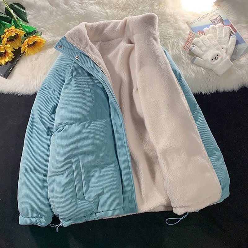 Corduroy Cotton Jacket Two-sided Wear Lambswool