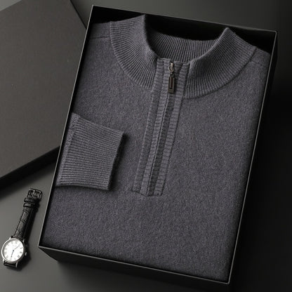 Men's Solid Color Half Collar Pullover Sweater