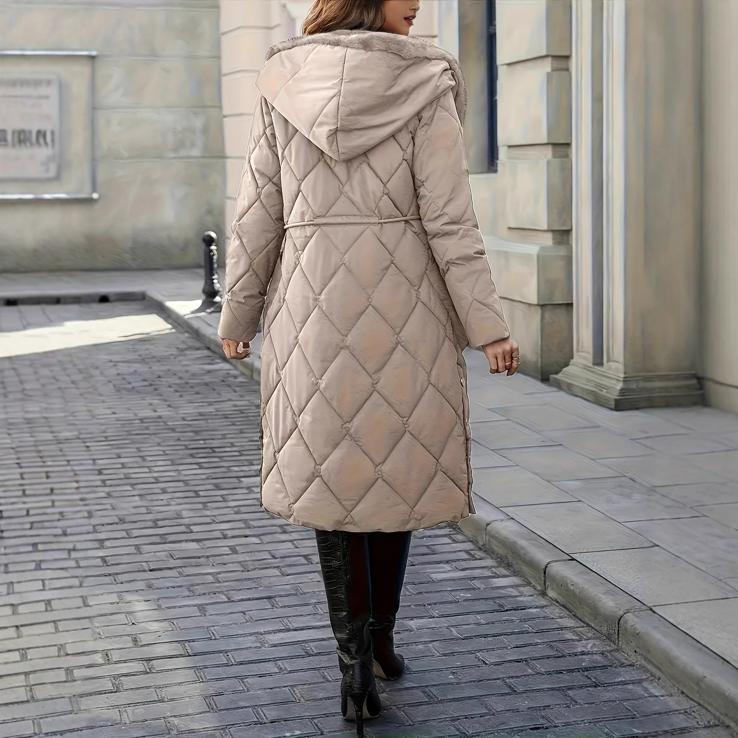 Fashionable Temperament Drawstring Waist Cold Protective Clothing