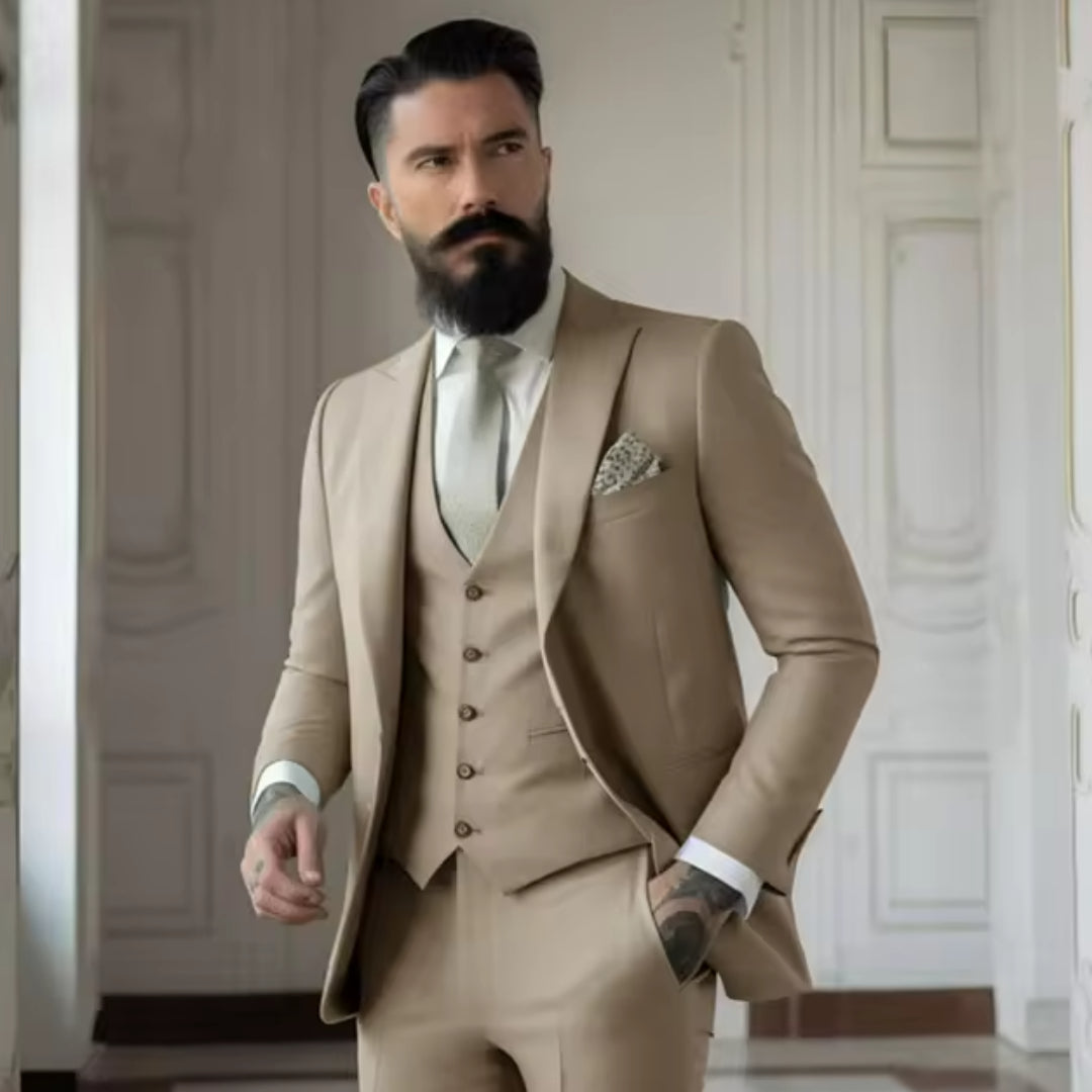 Men's Solid Color Slim Fit Business Suit Set