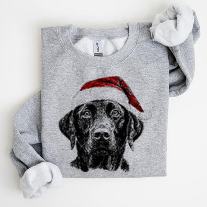 Christmas Puppy Print Polyester Round Neck Sweatshirt Unisex