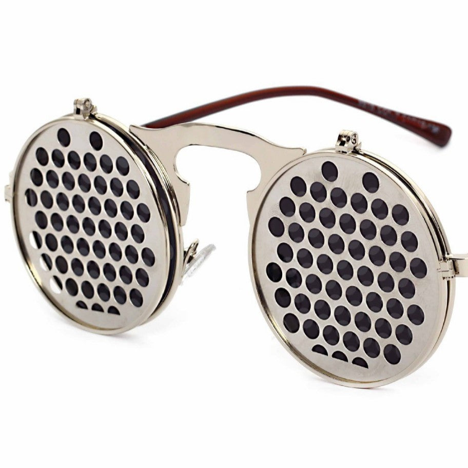 Casual Retro Metal Punk Steam Flip Sunglasses for Men