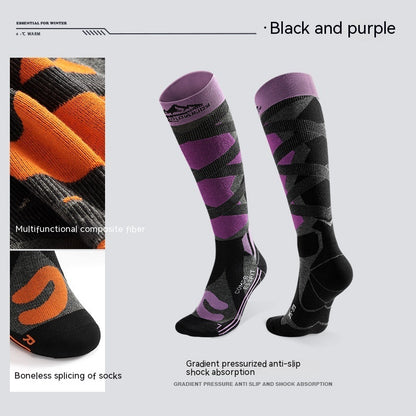 Professional winter long wool ski socks