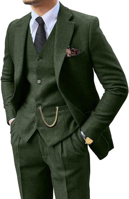 Herringbone Men's Slim Fit Suit