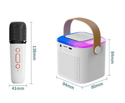 Microphone Karaoke Machine Bluetooth Compatible Speaker with 2 Wireless Mics, RGB Light, Home Family Singing Speaker