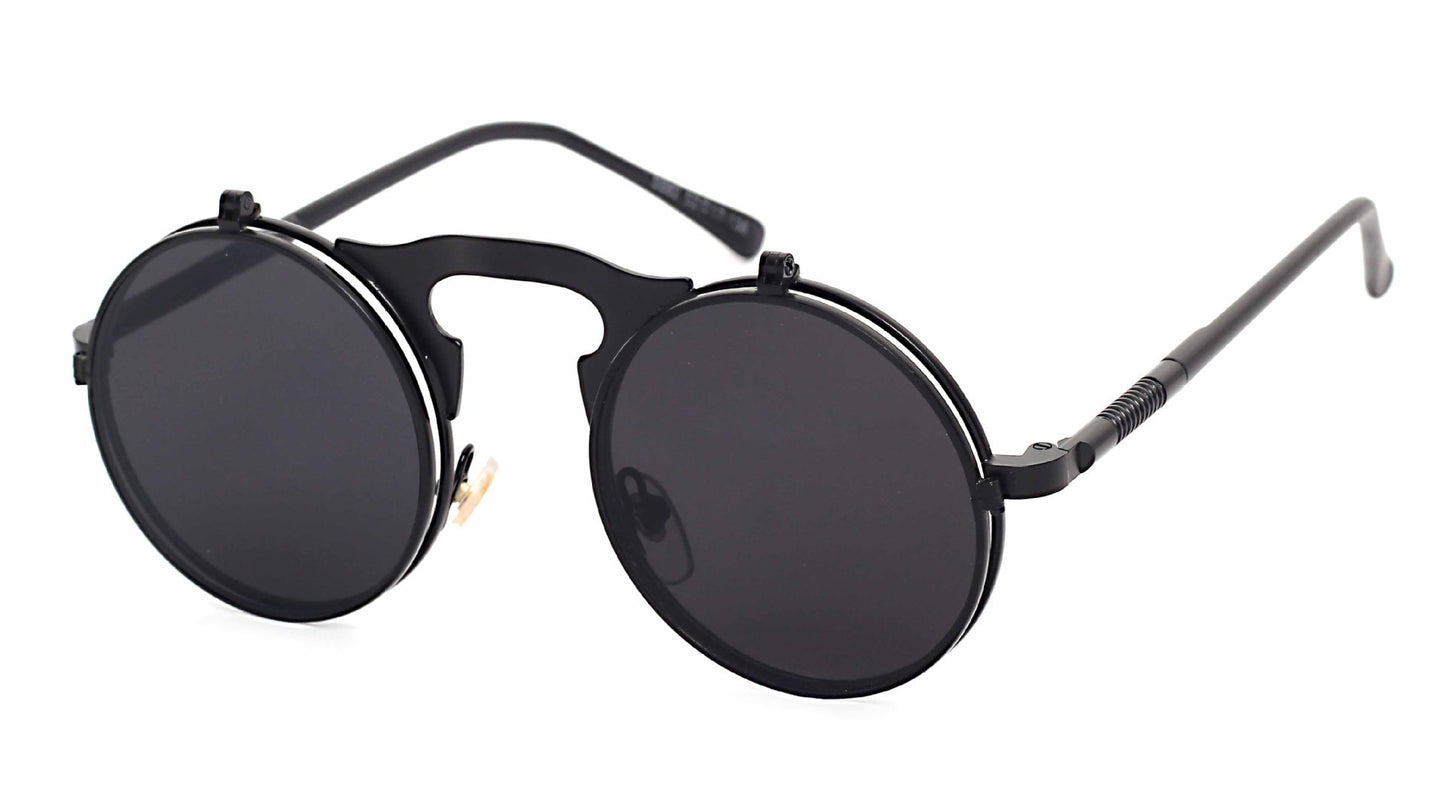 Casual Retro Metal Punk Steam Flip Sunglasses for Men