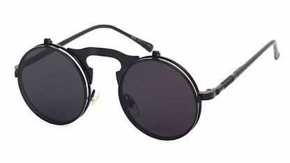 Casual Retro Metal Punk Steam Flip Sunglasses for Men