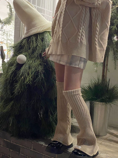 Vintage Flared Knit Striped Wool Leg Socks