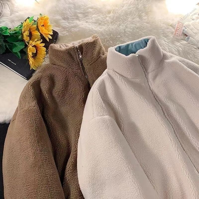 Corduroy Cotton Jacket Two-sided Wear Lambswool