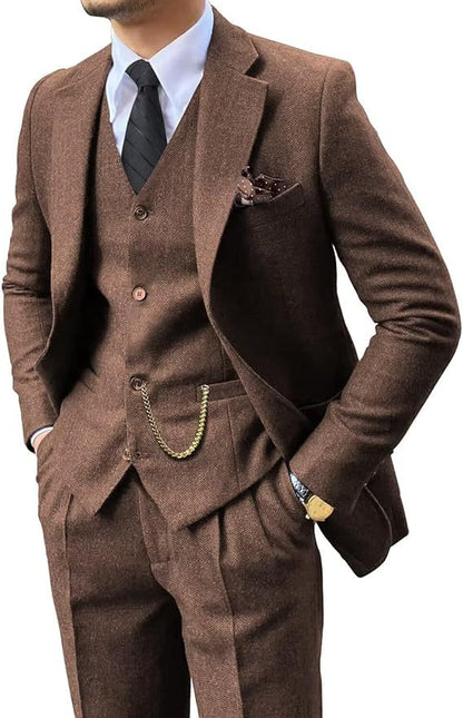 Herringbone Men's Slim Fit Suit