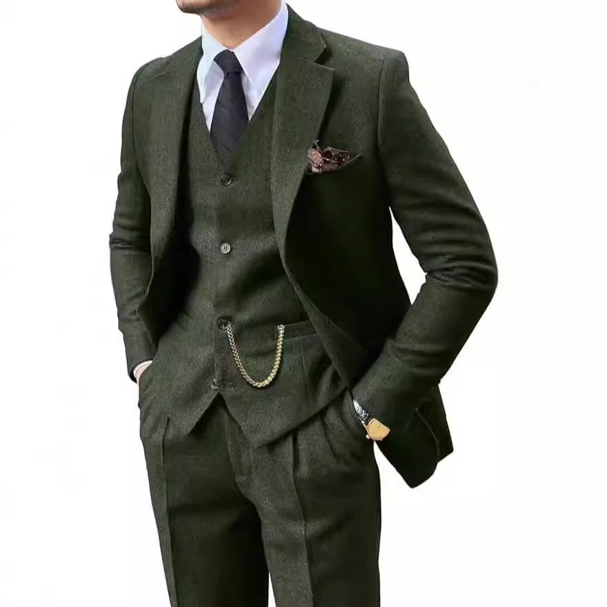 Herringbone Men's Slim Fit Suit