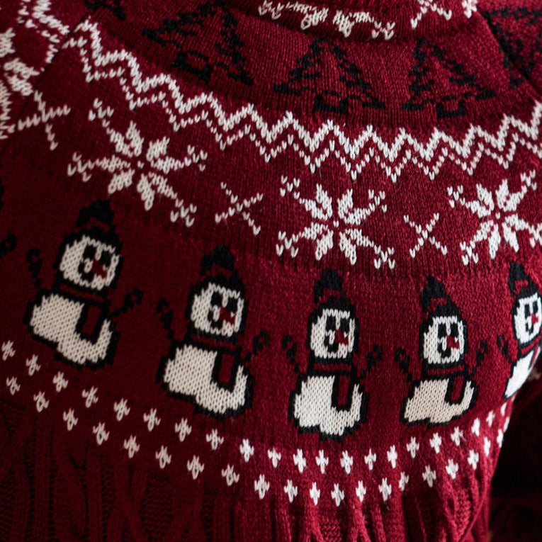 Christmas Round Neck Cable Knit Sweater