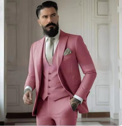 Men's Solid Color Slim Fit Business Suit Set
