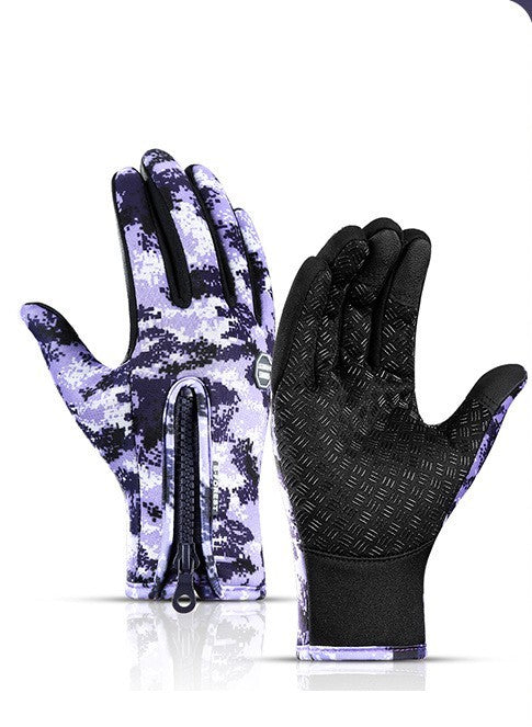 Winter Touch Screen Riding Motorcycle Sliding Gloves, Waterproof Sports Gloves with Wool Filling