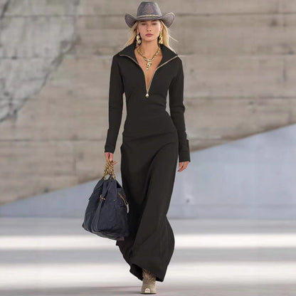 Slim Fit Long Dress Women's Casual Long Sleeve Dress