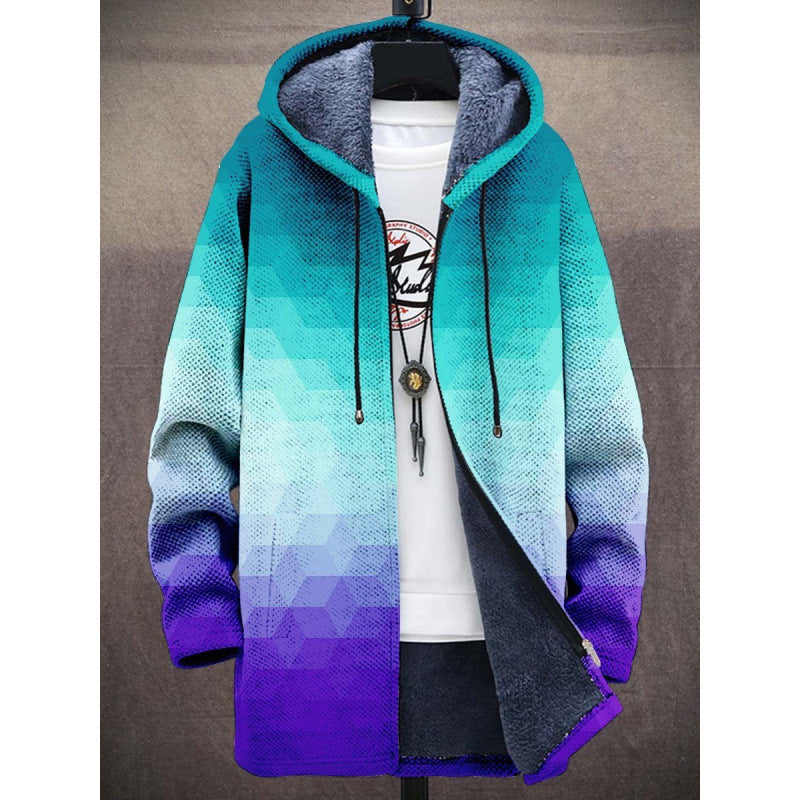 Casual Men's Zipper Hooded Cardigan Cotton-padded Jacket