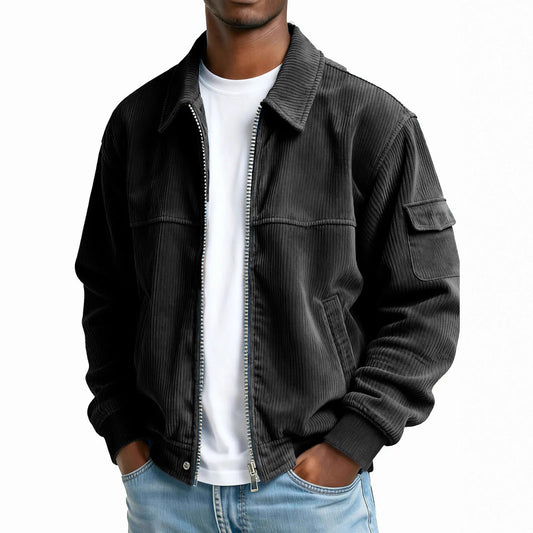New Men's Retro Corduroy Fashion Casual Long Sleeve Pocket Jacket Men