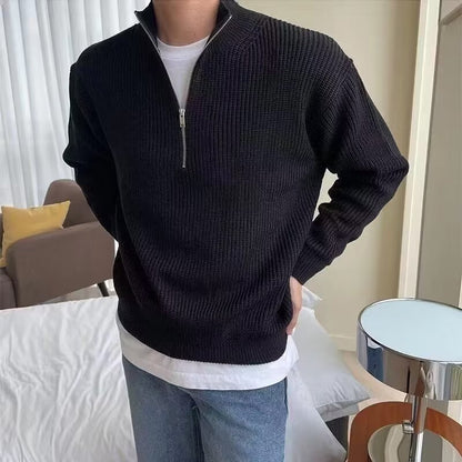 Men's Autumn Half Zipper Cardigan Sweater Men's Trendy, Smart And All-matching