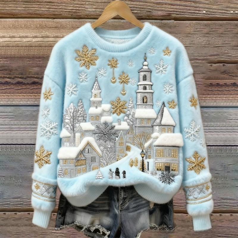 Women's Round-neck Sweatshirt With Faux Fur For Autumn And Winter