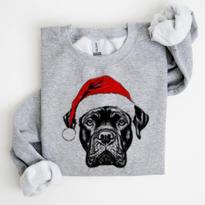 Christmas Puppy Print Polyester Round Neck Sweatshirt Unisex