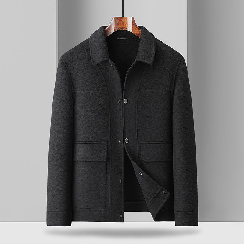 Woolen Coat Male Plus Size Turn-down Collar Coat