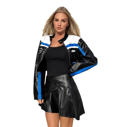 Striped Zipper Coat for Women