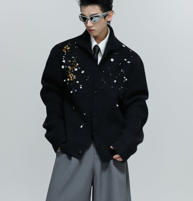 Niche Liquid Metal Design High Street Sense Padded Shoulder Coat Men And Women Short Lapel Ruan Shuai Loose Jacket Fashion Brand