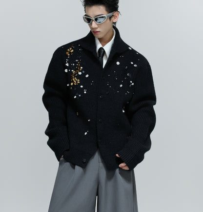 Niche Liquid Metal Design High Street Sense Padded Shoulder Coat Men And Women Short Lapel Ruan Shuai Loose Jacket Fashion Brand