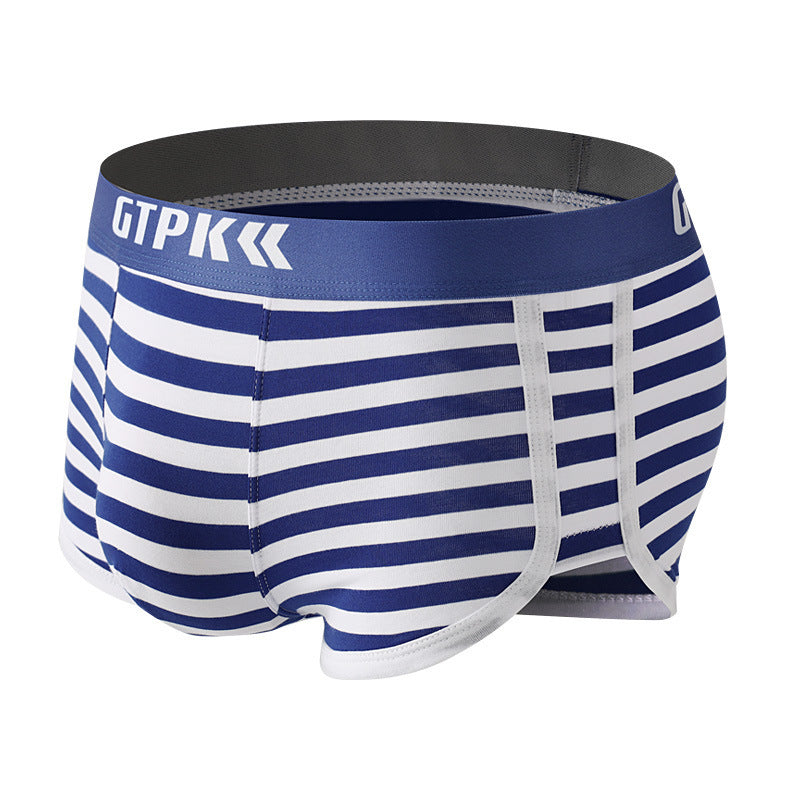 Striped Underwear Mid Mid-waist Breathable Cotton Boxer