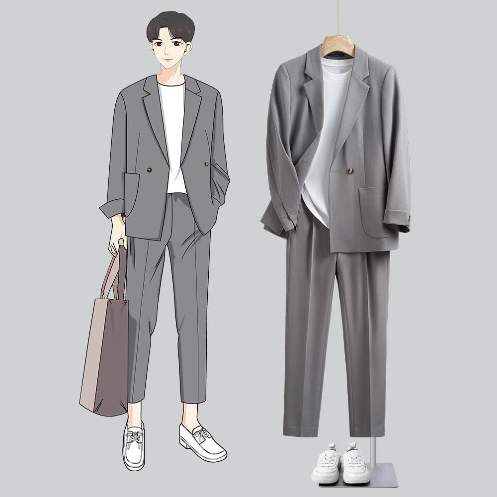 Japanese Style Draped Casual Suit for Men, Loose Fit