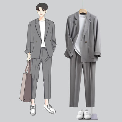 Japanese Style Draped Casual Suit for Men, Loose Fit