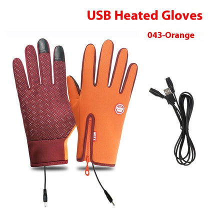 USB Electric Heating Gloves Winter Outdoors Sports Skiing Warm Waterproof Non-slip