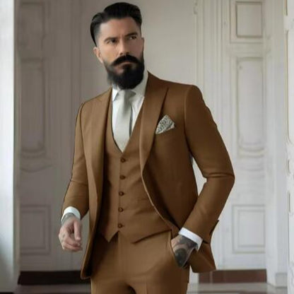 Men's Solid Color Slim Fit Business Suit Set