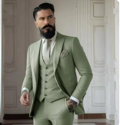 Men's Solid Color Slim Fit Business Suit Set