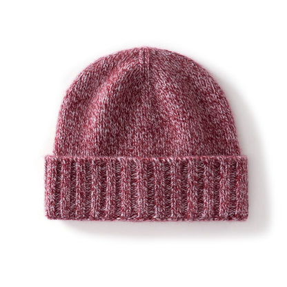 Cashmere Beanie Hat Thick Stripes Men And Women Knitted Flanging Beanie