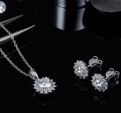925 Sterling Silver Necklace Earring Bracelet Three-Piece Set