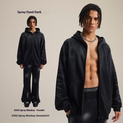 Ternos Hooded Monkey Wash Washed And Worn Gradient Sweater Pants Men